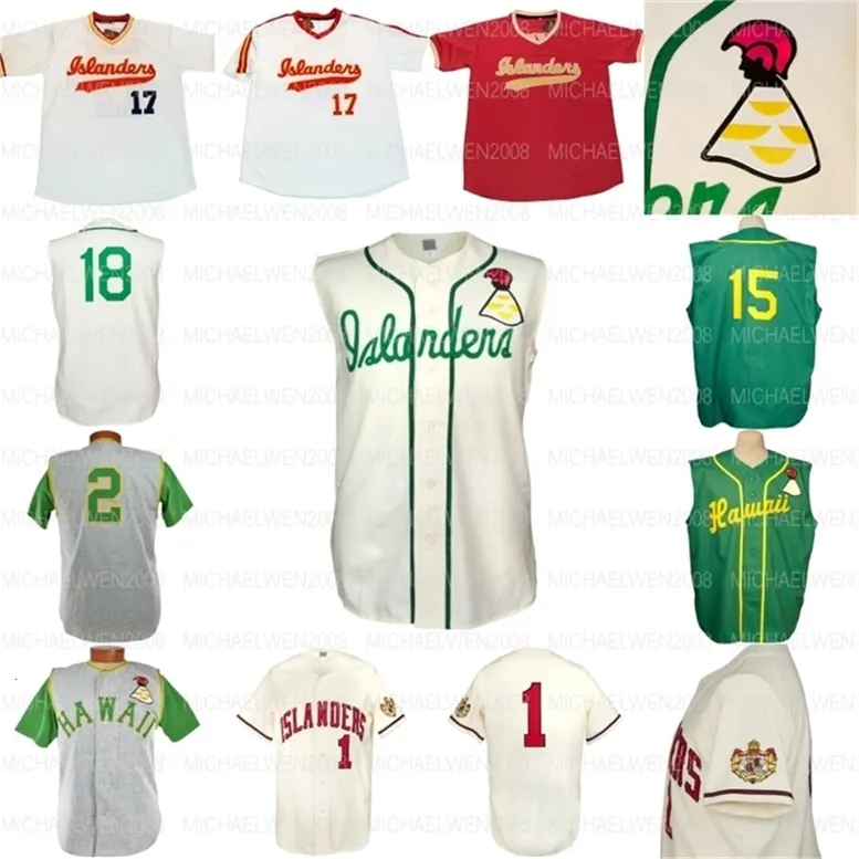 GlaMitNess Hawaii Islanders 1980's 1962 1970 1961 Jersey 100% Broderie cousue Maillots de baseball vintage Personnalisé N'importe quel nom N'importe quel numéro