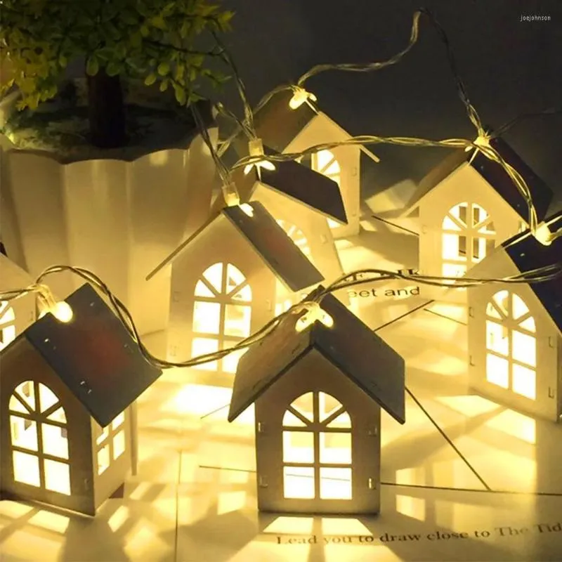 Strängar doxa 1,5 m 10LEDS LED Garland trä hus sträng rum dekor lampa bröllop fest semester fairy lampor nyhet nattljus
