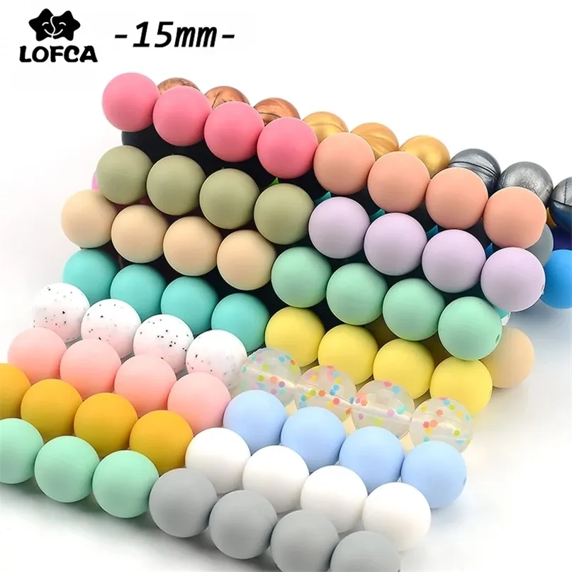 Crystal 100PieCeslot Silicone Beads Baby Deething 15 mm Food Grade Nursing Cound Round 220916