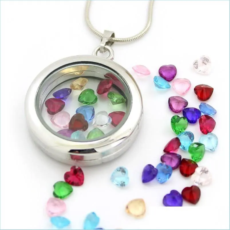 Charms 120 Pz / lotto All'ingrosso Romantico Cuore Colorf Birthstone Charms Medaglione Galleggiante Fit Glass Accetta Personalizzazione Drop Delivery 2021 Dhdzg