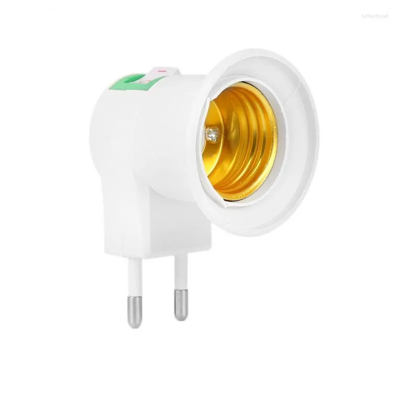 Lamphållare 1st E27 LED -ljus Male Sochet Bastyp till AC Power 220V EU -plugghållare BULB -ADAPTER KONVERTER ON/OFF -knappomkopplare