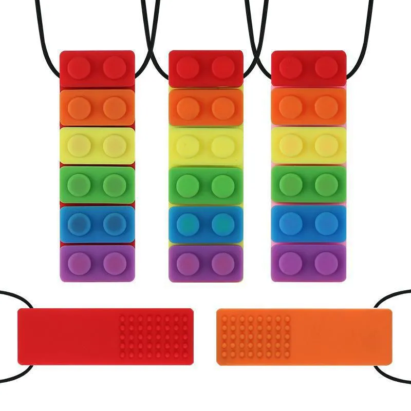 1PC Dzieci silikonowe gryzienie ołówek Topper Teeth Toy Sensory Chew Naszyjnik Brick Silikon Soothers dla dzieci z autyzmem
