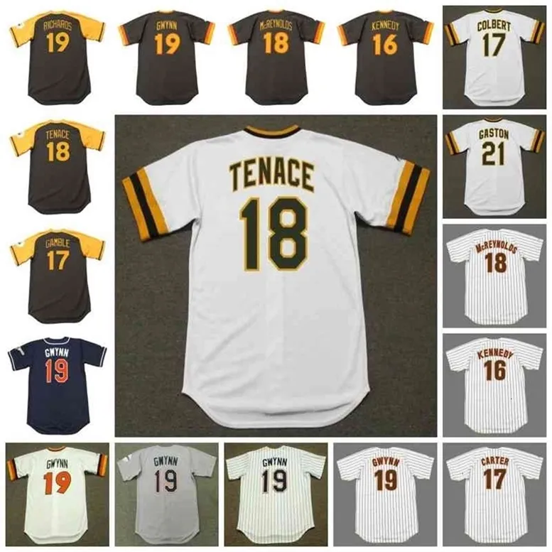 GlaC202 San Diego Vintage Baseball Jersey 16 TERRY KENNEDY 1984 17 JOE CARTER 1990 NATE COLBERT 1974 OSCAR GAMBLE 1978 TENACE McREYNOLDS RICHARDS