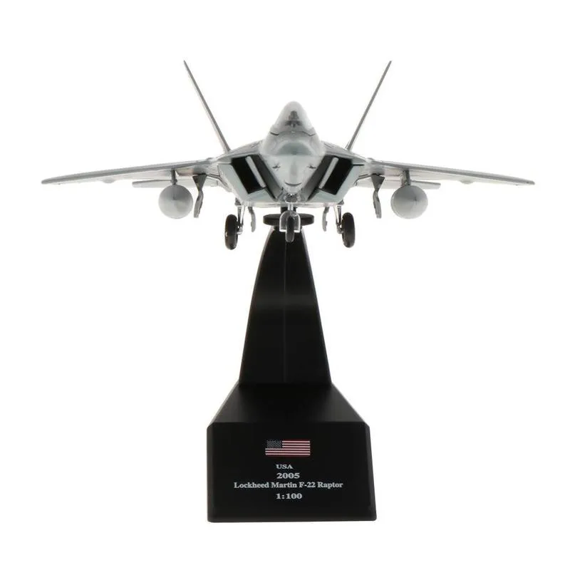 Modèle de voiture moulé sous pression, échelle 1 100, avion de chasse américain F-22 Raptor, modèle d'avion, jouet, cadeau pour enfant, 220919