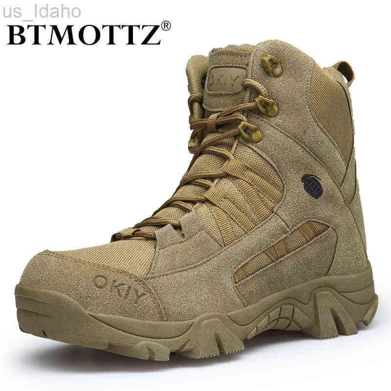 Stövlar Vinter Mens Militär utomhusläder Vandring Armé Special Force Desert Tactical Combat Ankle Work Shoes L220920