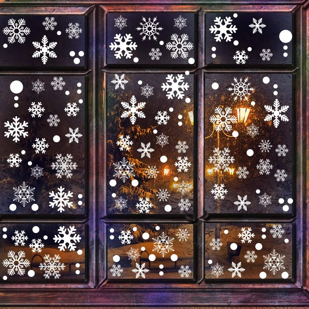 Decorações de Natal L White Snowflakes Window Clings Decals Stickers Supplys Ornamentos do país das maravilhas do inverno Home dr dhseller2010 amfla