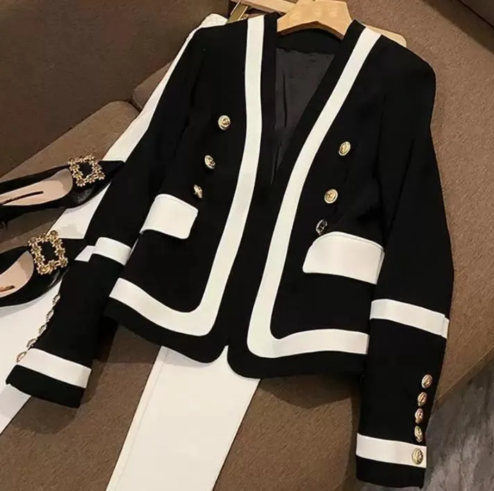 Jackets feminino Designer Blazers Roupa Marinha Marinha Retro Fashion Series Black Soites Jacket Lion Lion Basted Slim Plus Tamanho Casacos de roupas femininas