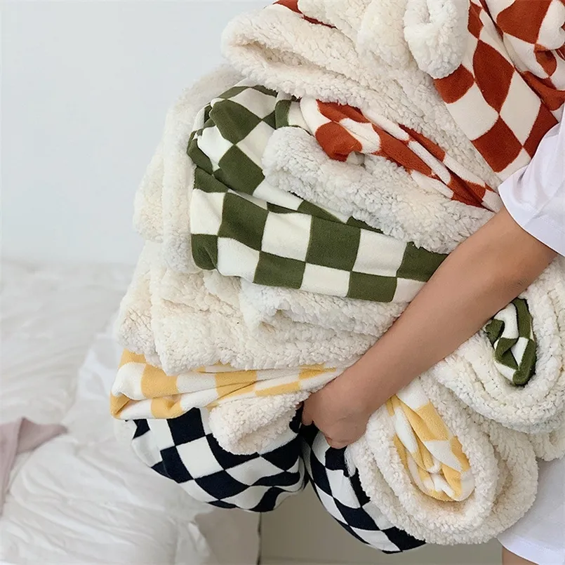 Blankets Plaid Blanket Thick Warm Winter Bed Covers Double Office Nap Shawl Sofa Cover Retro Fluffy spread On The 220919