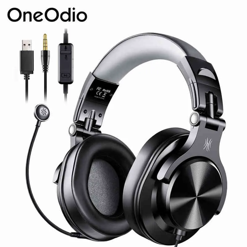 سماعات الرأس سماعات الرأس Oneodio مع ميكروفون A71D 3.5 مم من سماعات الأذن الزجاجية ذات الأذن الزائدة على الأذن مع MIC للكمبيوتر الشخصي/PS4/Xbox One T220916