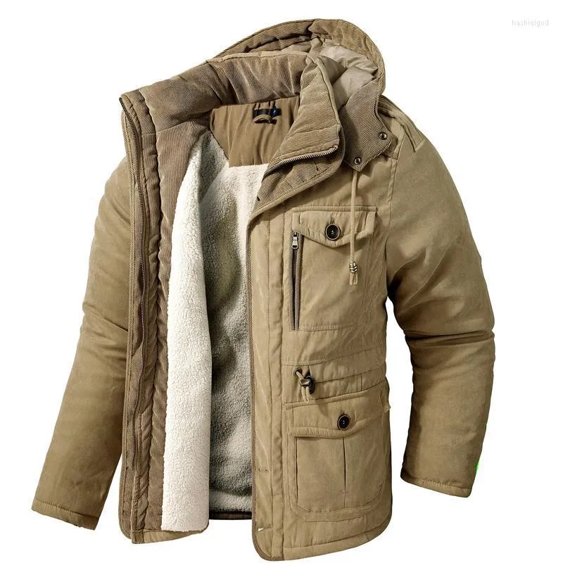 Heren down heren parka's mannen warme jas winter parka hapa hapa kap windscheper katoenen gekatde dikke jas mannelijke slanke fit casual fleece jassen