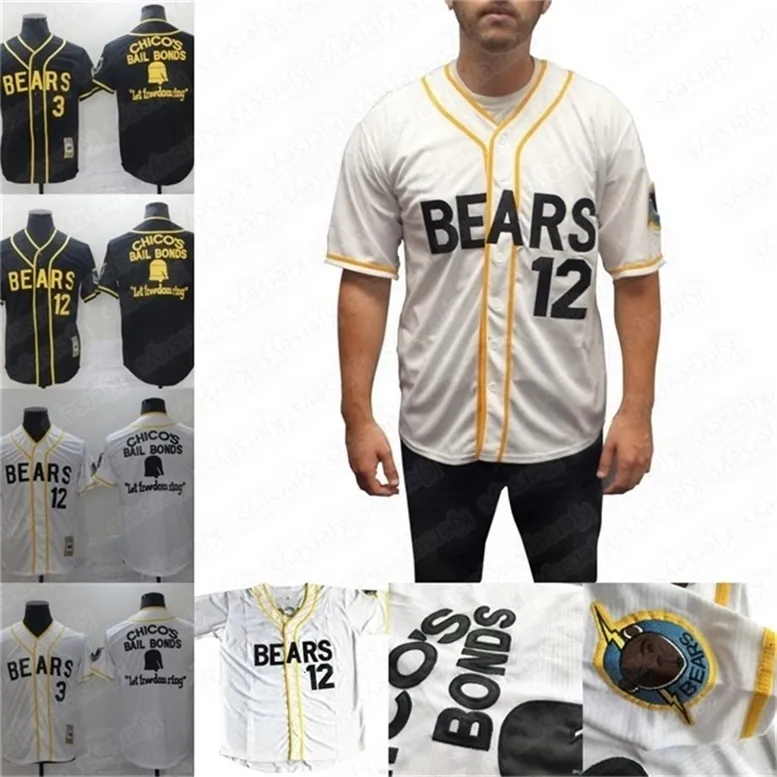 GlaNiK1 The Bad News Movie Baseball Jersey 12 Tanner Boyle 3 Kelly Leak Chico's Bail Bonds Jerseys Taille S-3XL Personnalisez n'importe quel nom et numéro