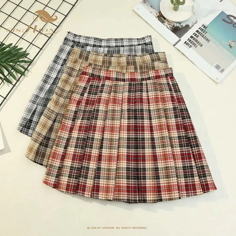 SKIRTS SCHOOL HIGH MULHERES MULHERES VERMELHO PLEAÇÃO CURTA FEMANA MINI PLAID VD1881 LEÍCIAS REL RELA TENNIS Y2K