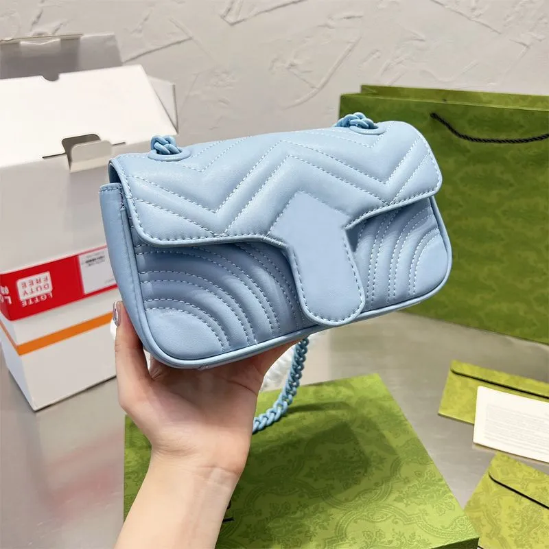 2022 클래식 여성 Marmont Bags 지갑 디자이너 사탕 컬러 핸드백 고급 사슬 어깨 가방 크로스 바디 패션 클러치 지갑