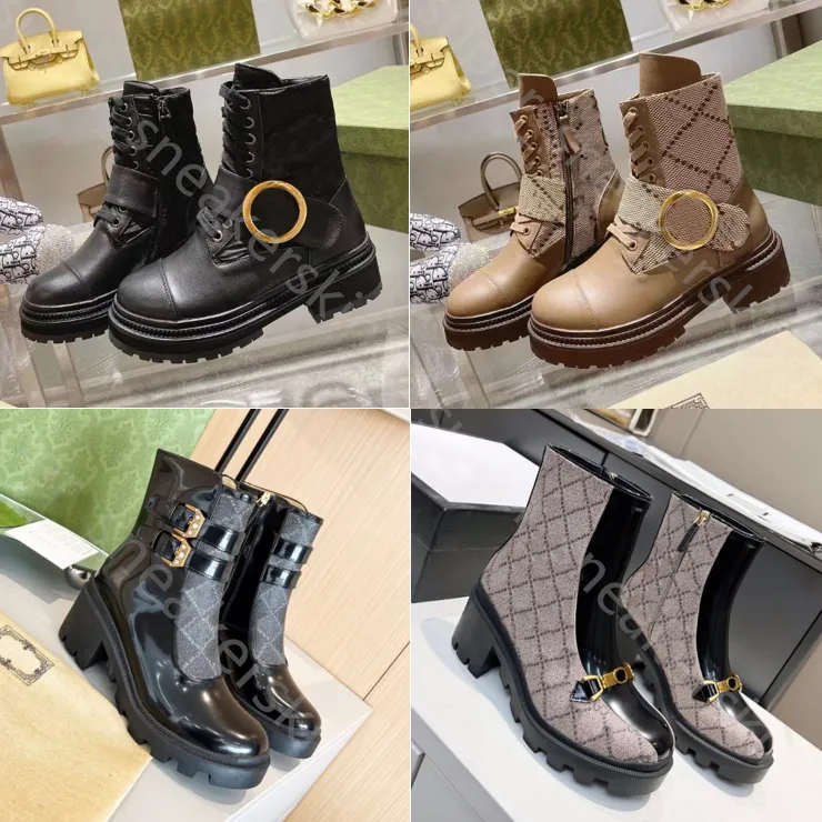 New Women Martin Boot Designer Boots Fashion Saltos altos saltos grossos Sapatos de inverno não deslizantes com tamanho de caixa 35-42