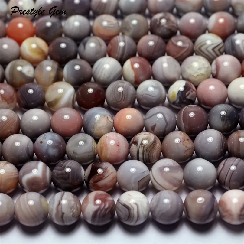 Crystal Meihan wholesale natural 6mm 8mm 10mm Pink Botswana agate round loose beads for jewelry making design or DIY 220916