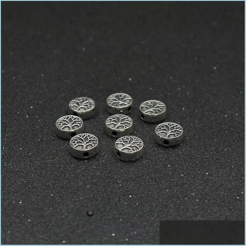 Métaux 20 pièces tibétain argent plaqué arbre de vie métaux en vrac perles d'espacement pour la fabrication de bijoux bracelet bricolage accessoires artisanat 9mm C3 goutte Dhi3Q