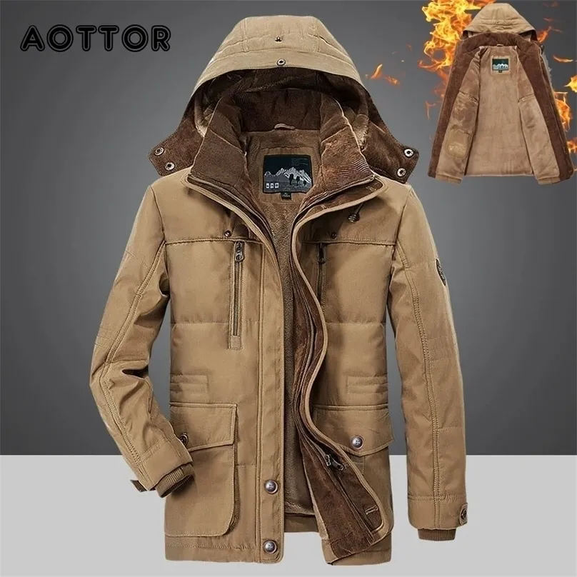 Erkekler Down Parkas Kış Erkekler Kapşonlu Kürk Linner Kalın ceket erkek rahat palto şapka çıkarılabilir katlar adam jaqueta masculina artı 6xl 220919