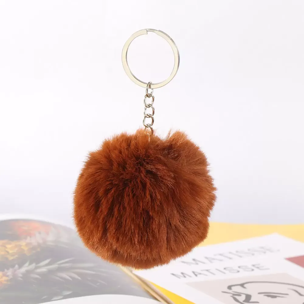 Fluffy Fur Pom Pom Keychain Soft Faux Fur-like Ball Car Keyring Key Holder Women Bag Pendant Jewelry