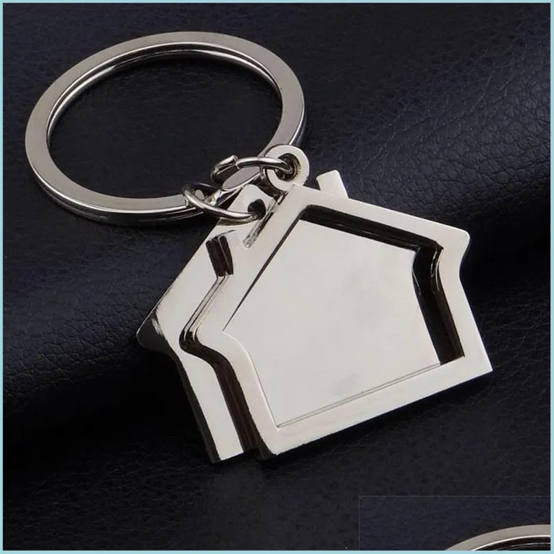 Key Rings 10 Pieces/Lot Zinc Alloy House Shaped Key Chains Novelty Keyrings Gifts For Promotion Keyring C3 Drop Delivery 2021 Jewelry Dhgl8