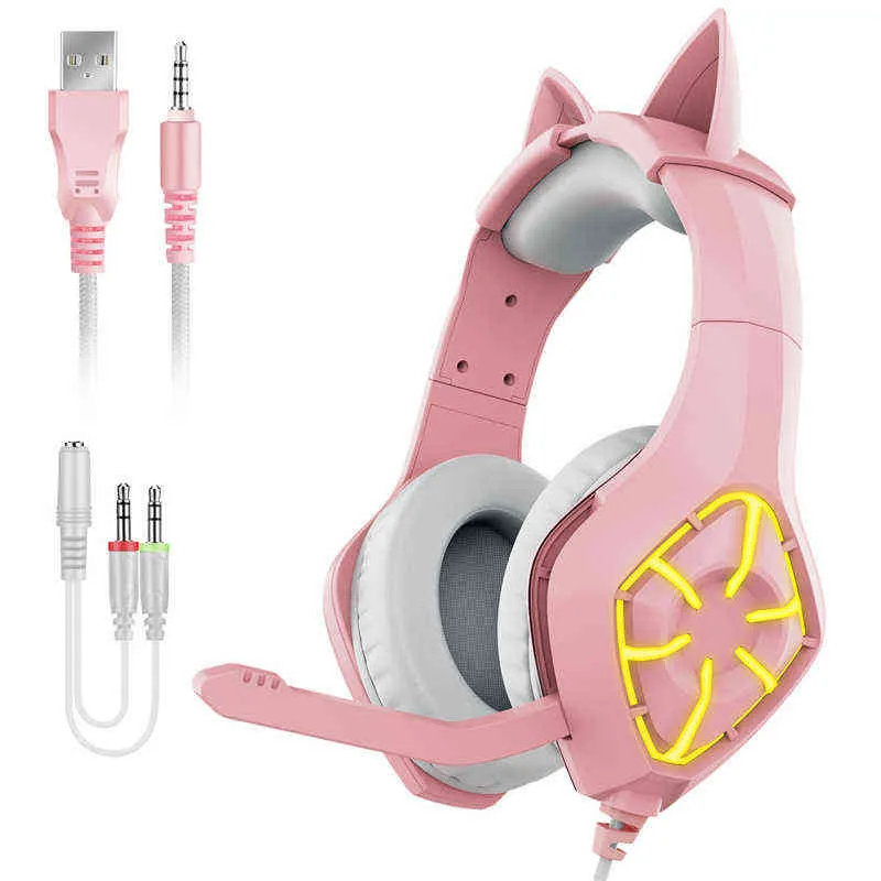 Casques d'écoute Casque de jeu rose avec microphone Surround Sound Casque de réduction du bruit pour PC PS4 Nouveau commutateur Xbox Cute Gamer Écouteur T220916