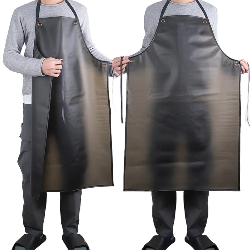 DBREAKS Tablier PVC Avec Protège-Manches - Tablier Cuisine Imperméable Boucher Pizzaiolo Unisexe