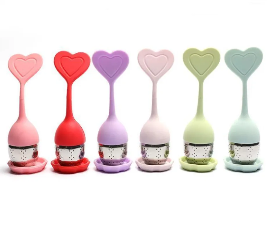 TEA FILTER INFUSER SPOON SILICONE HJÄRT FORME 304 Rostfritt stål Löst bladläckan Sylt Söt 919