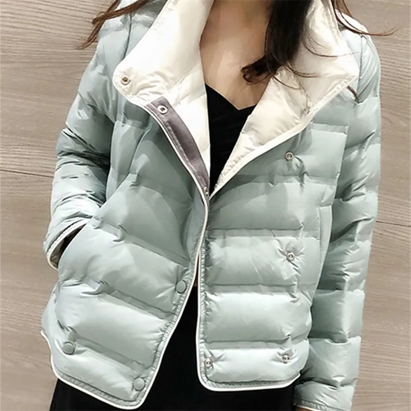 Women's Down Parkas Ailegogo Winter Women Stand Collar Ultra Light Short Down Coat 90% White Duck Down Warm Single Breasted Jacket Lady Snow Outwear 220916
