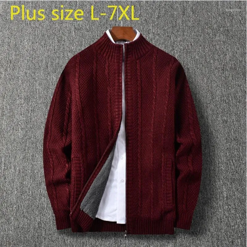 Hommes chandails hommes arrivée mode Suepr grand automne hiver chaud épais hommes col montant tricoté en peluche manteau Cardigan pull Plus