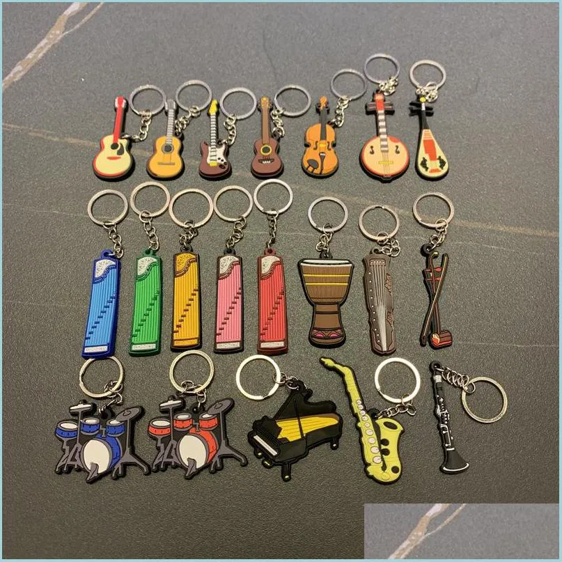 Ключевые кольца Fashion Classic Guitar Keychain Sile Cleag Ring Musical Instruments Подвесные аксессуары для мужчин женщин подарок C3 Drop 2 DH5NJ