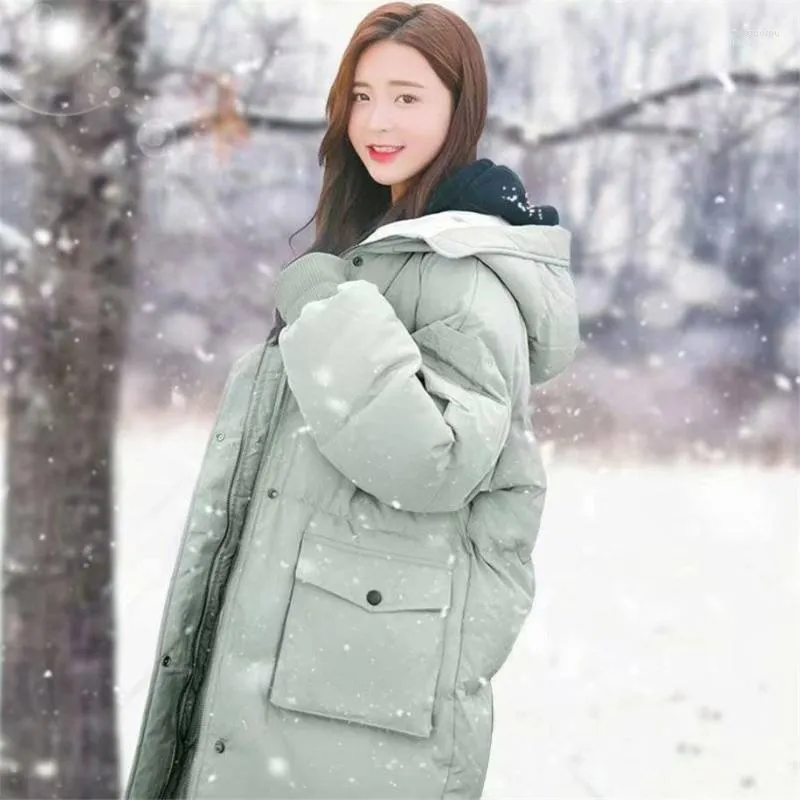 Women's Down Women Jacket Loose Long Parka Hooded Thicken Warm Winter Solid Casual Coat Female Outwear Veste Hiver