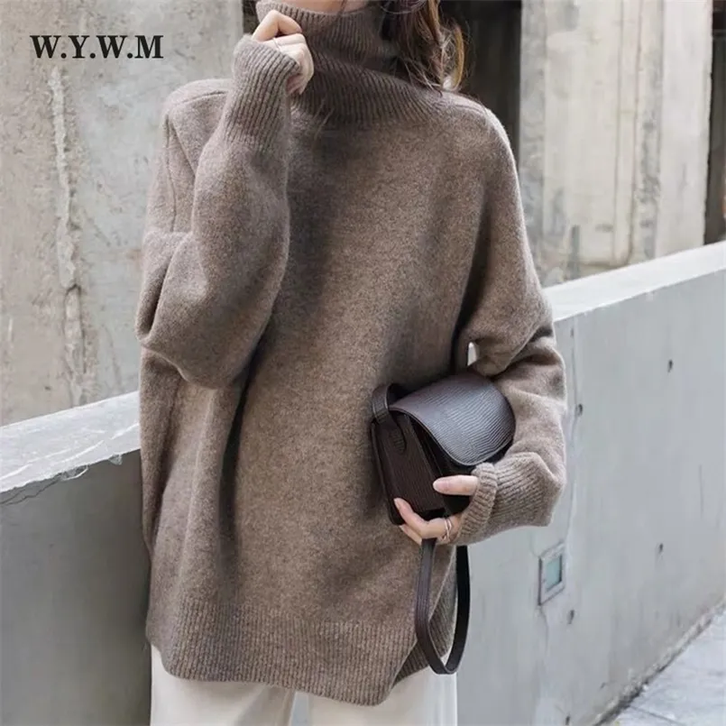 Kvinnors tr￶jor Wywm Turtle Neck Cashmere Str￶ja kvinnor Koreansk stil L￶s varm stickad Pullover Winter Outwear Lazy Oaf Female Hoppers 220916