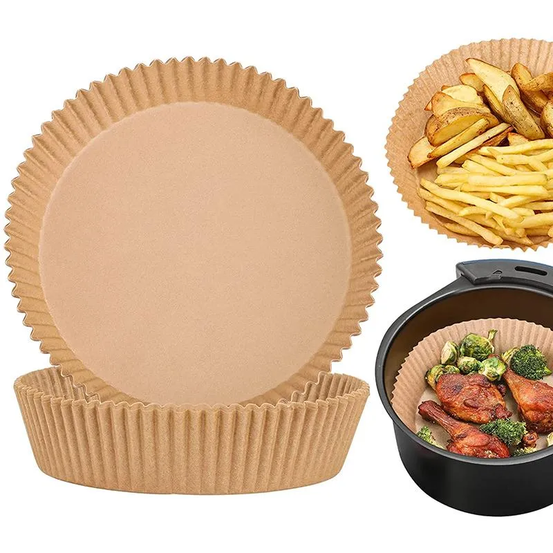 Air Fryer Disposable Paper Liner Non-stick Parchment Paper Bowl Dishes for Frying Baking Cooking Roasting and Microwave Unbleached Oil-proof 6.3 Inch RRE14256