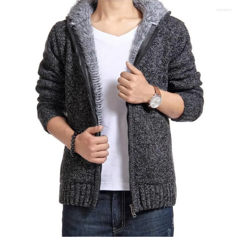 Pulls pour hommes hommes automne hiver hommes épais Sweatercoat col pull avec fermeture à glissière manteau vêtements d'extérieur polaire doublure en cachemire