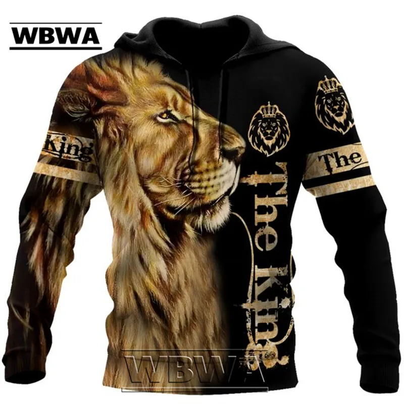 Autumn Lion Hoodies With 3D Printed Design And Unisex Zip