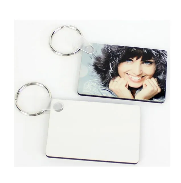 Porte-clés blanc par Sublimation, pendentif carré en bois MDF, transfert thermique, Double face, cadeau de bricolage blanc