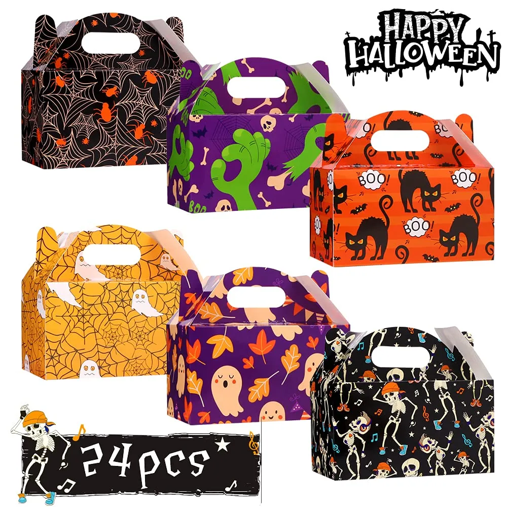 Juldekorationer Halloween Treat Boxes Candy Sweet Goody Paper Gift for Happy Party Supplies