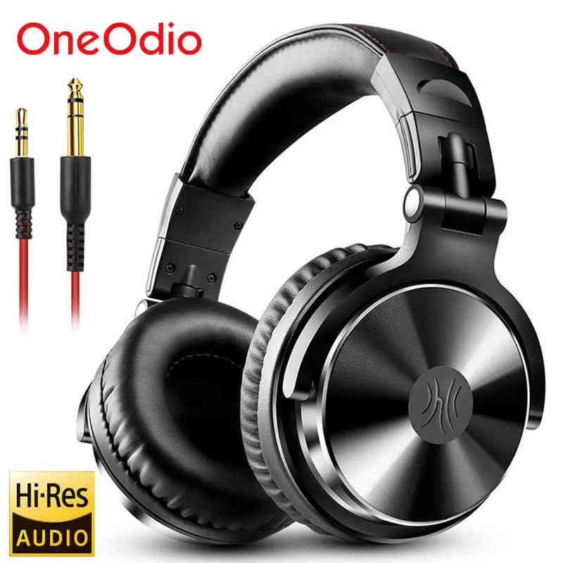 헤드셋 Oneodio Pro-10 Professional Studio DJ 헤드폰 오버 이어 유선 Hifi 이어폰 게임 헤드셋 PC 전화 T220916 용 마이크가있는 헤드셋
