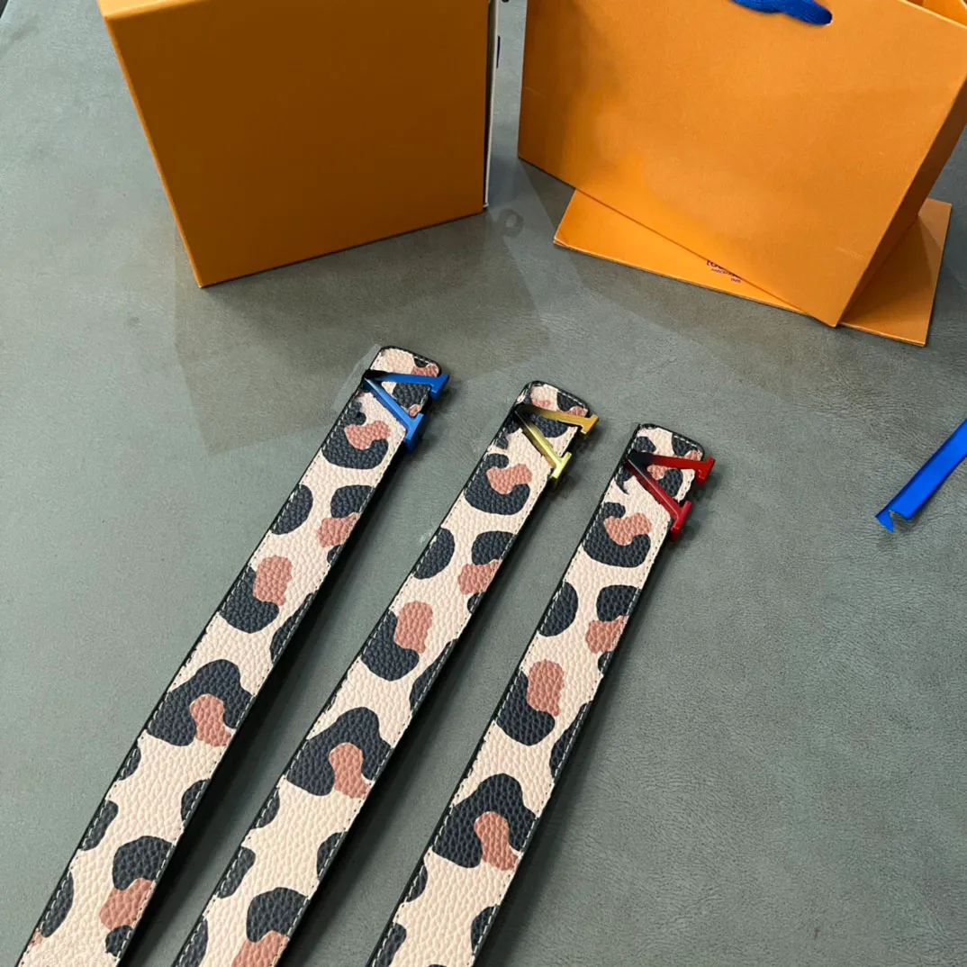 Ceinture imprimée léopard ceinture de créateur ceinture pour femmes et hommes décontracté lettre L réversible doux plusieurs couleurs 22091901CZ