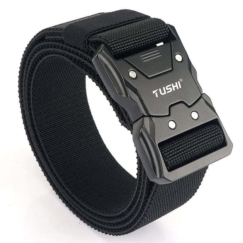 Tactical Buckle Men's Elastic Belt Tooling Treinamento ao ar livre Pontas de libera￧￣o r￡pida de cinto selvagem