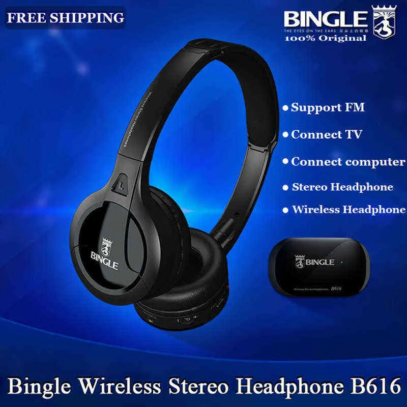 Headsets Bingle B616 Wireless Wired FM Multi-Function Media Studio Stereo Over Ear Computer PC TV Phone Gaming Music Headset Headphones T220916