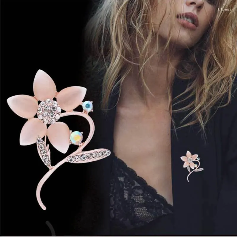 Brooches Fashion Flowers Broochs Luxury Crystal Corsage Opal Sunflower Brooch Elegant Women's Collar Pins Wholesale