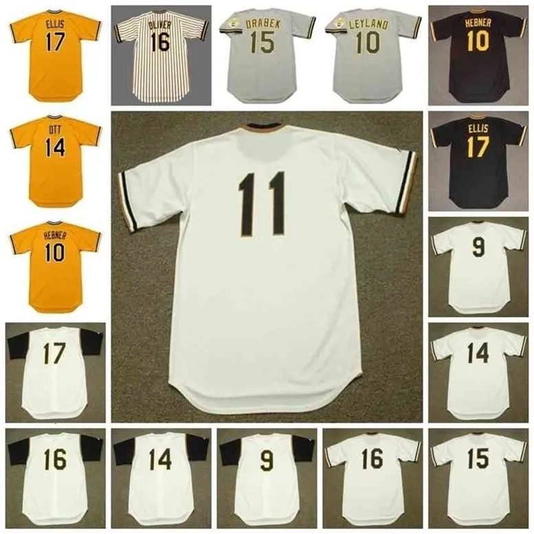 GlnC202 Pittsburgh Vintage Baseball Jersey 9 BILL MAZEROSKI 1966 10 JIM LEYLAND 1992 HEBNER PAGAN OTT ALLEY 15 DOUG DRABEK CLINES 16 AL OLIVER 1969