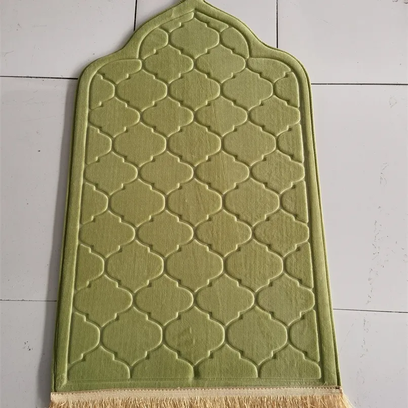 Tapis tapis de prière pour musulman Ramadan flanelle culte s'agenouiller gaufrage sol s antidérapant doux Portable tapis de voyage 220919