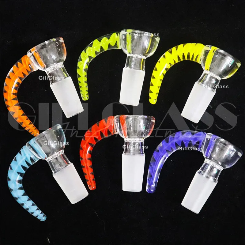 Royal 14mm Horn Glass Bowl Hookahs 5mm de espessura com tela de favo de mel com cores de fumantes de cores de favo de mel para bongos