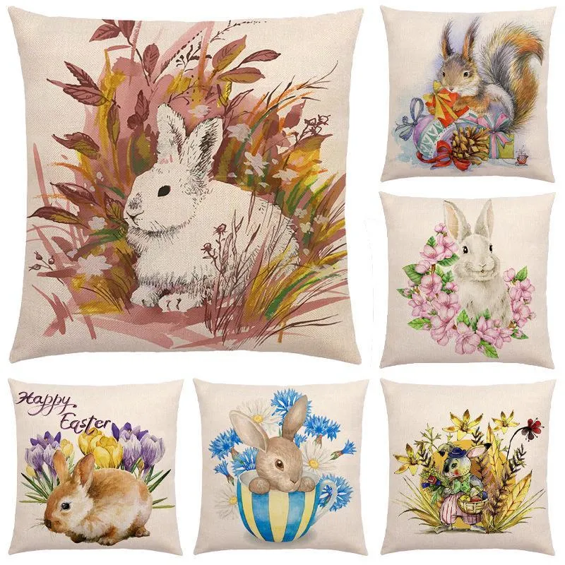 Pillow /Decorative Linen Happy Easter Egg Floral Sofa Print Case Livingroom Couch Decorative Throw Pillows Pillow/Deco