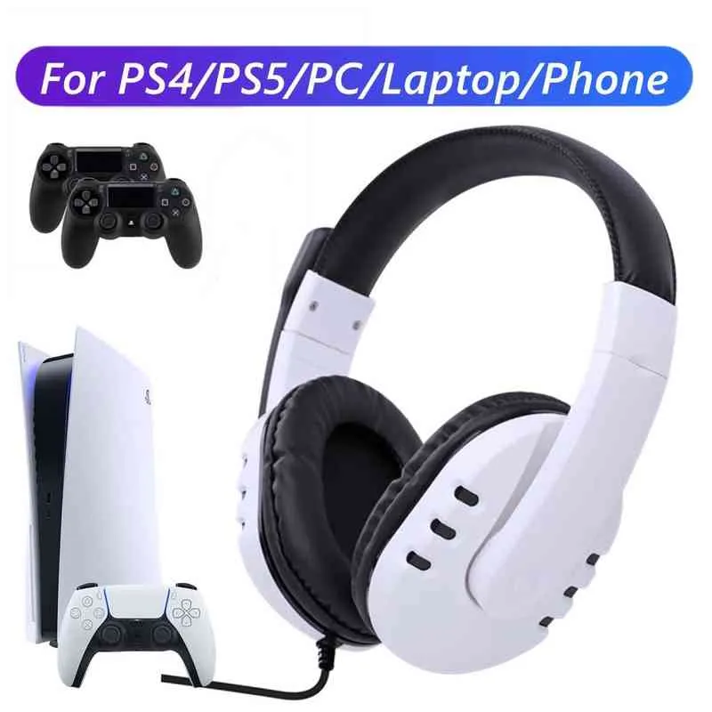 سماعات الرأس لـ PS4 PS5 Gamer Gamer PC Laptop Stereo Bass Headphones Wired Wired With Microphone for Phone Tablet Kids Boys Gift T220916