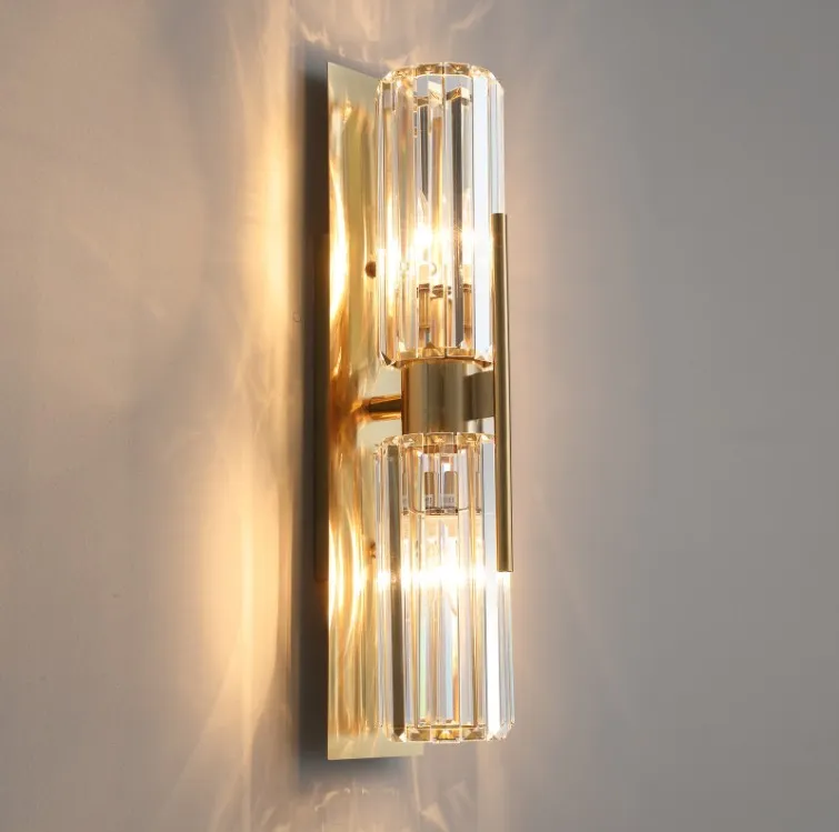 Nordic Golden Luxury wall lamp Indoor Crystal for Living Room Bedroom Bedside Crystal Simple Led