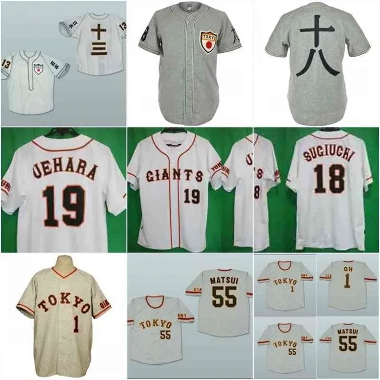 GlaA3740 18 Men Tokyo 13 Movie Baseball Jersey 55 Hideki Matsui 18 Sugiughi 19 Uehara Women/Youth High Quality Collection Jerseys