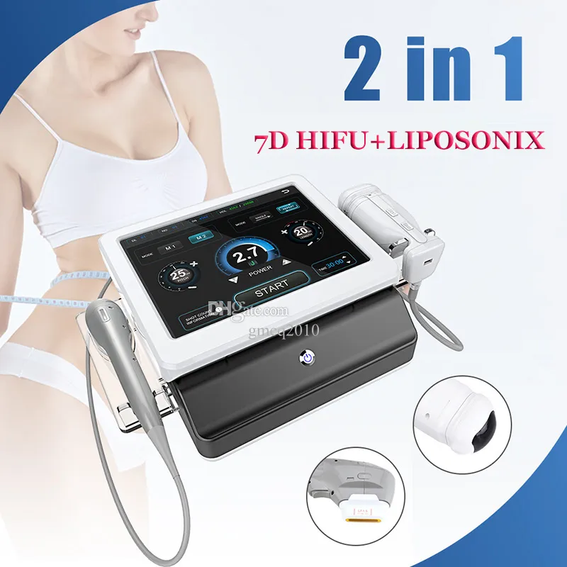 2 в 1 7D Hifu Anti-Wrinkle Machine Portable Liposonix Body Slimbing Высокая интенсивная ультразвуковая ультразвуковая нехирургическое оборудование для снижения жира
