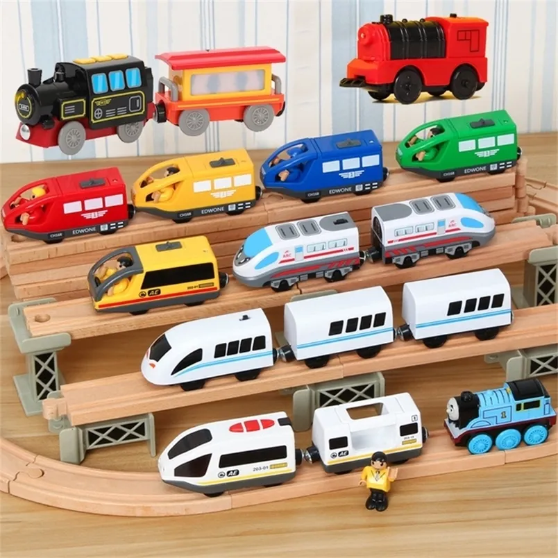 Diecast Model Car Kids RC Electric Train Set Locomotive Magnet Slot Toy Fit For Wood Railway Track Toys Children Gifts 220919